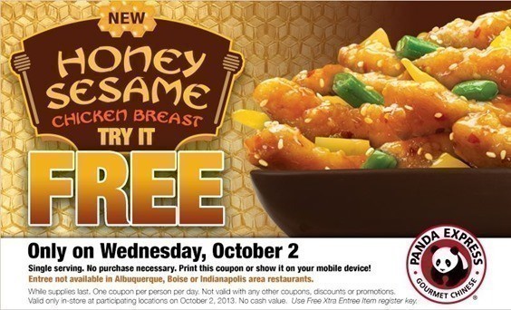 Panda Express Free Honey Sesame Chicken Breast 10 2 Drugstore Divas