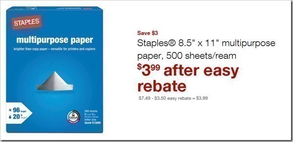 Staples Multipurpose Paper, 8.5 x 11 - 500 count