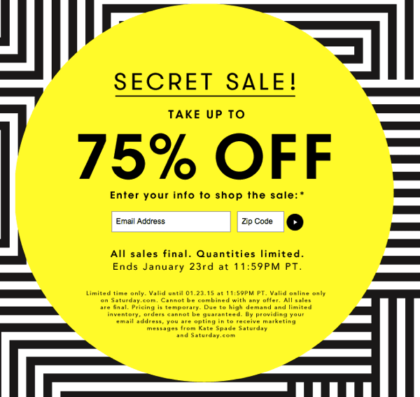 Kate spade discount 75 off code