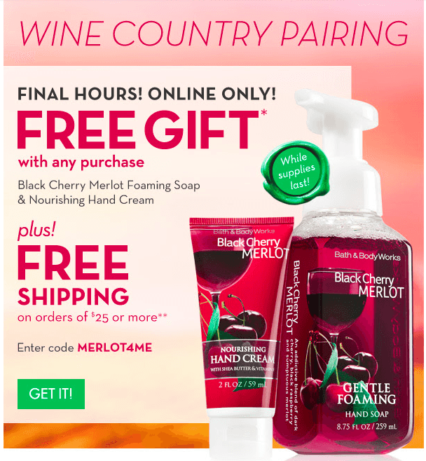 Bath & Body Works FREE Shipping + 2 FREE Gifts with Purchase