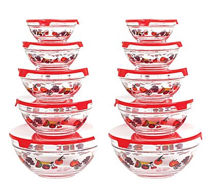 Chef Buddy 20 Piece Glass Bowl Set with Lids