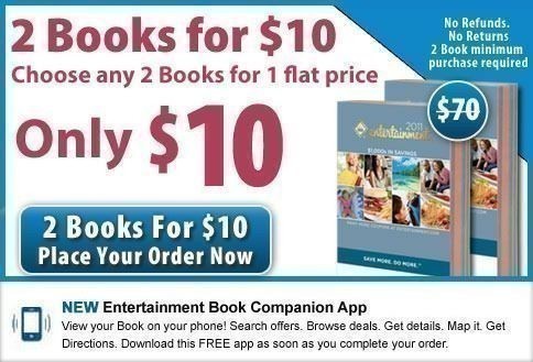 2 Entertainment Books as low as $5 ea. + $1 Ship & 20% Cash Back!