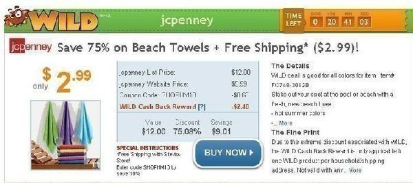 JC Penney: Save 75% on Beach Towels + FREE Ship to Store ($2.99!)