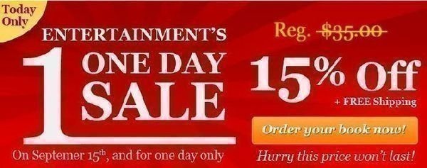 Entertainment Book 2012: 15% off + FREE Ship + 20% Cash Back & Mobile App/Key Tag!