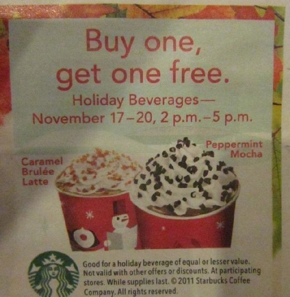 Starbucks: B1G1 FREE Holiday Beverages 11/17–11/20 (Yum!)