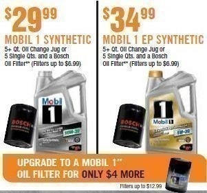 {For the Guys} STOCK UP Price on Mobil 1 Synthetic Oil + Filter at AutoZone (thru 02/06)