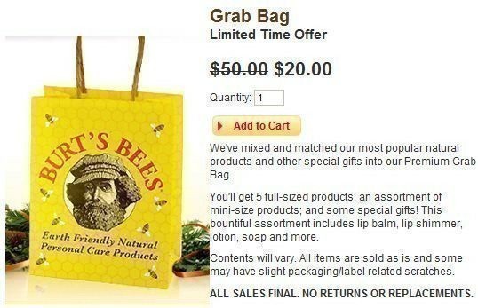 Burt’s Bees Grab Bag ONLY $20 (reg. $50)–5 Full Size Products!