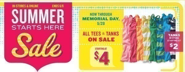 Old Navy: $2 Tanks + $5 off $25 Purchase Coupon (through 5/28)