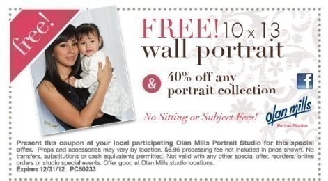 Olan Mills: FREE 10×13 Wall Portrait + 40% off Any Portrait Collection*