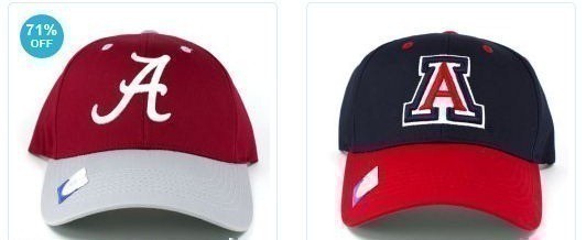 Tanga: NCAA Hats $6.99 (71% off)