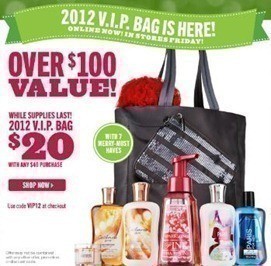 Bath and Body Works: V.I.P. Tote Bag Over $100 Value, for $20 (with $40 Purchase)