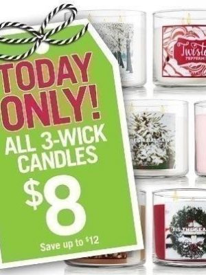 Bath and Body Works: 3-Wick Candles $5.50 ea. (Today 12/14)