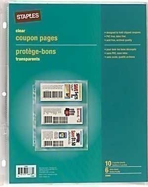 **Reminder** Staples: Clear 3-Pocket Coupon Pages, 10 pk $1.00 Shipped