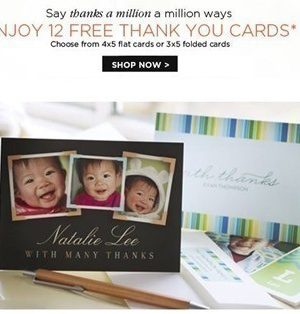 Check your Email | 12 FREE Thank You Cards from Shutterfly