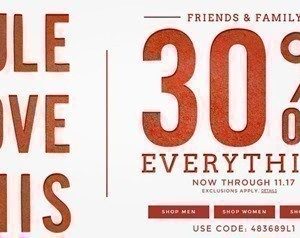 American Eagle Outfitters: 30% off Everything + FREE 2-Day Shipping (through 11/17)