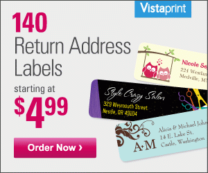 Ends Tonight | Vistaprint: 140 Custom Return Address Labels just $4.99 + FREE Shipping!