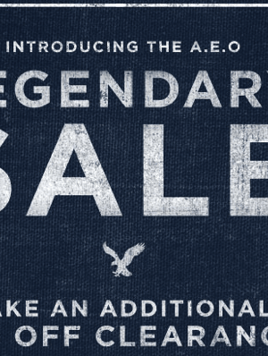 American Eagle: 50% OFF Clearance + Additional $10 off $40 + FREE Shipping with ShopRunner