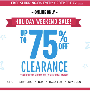 The Children’s Place: Up to 75% OFF Clearance + FREE Shipping {Flip Flops $.80 & More}