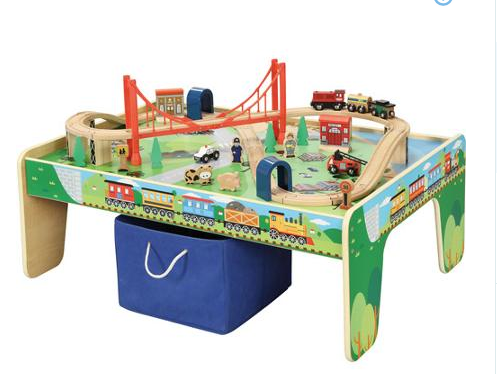 Wooden 50-Piece Train Set with Small Table 50% OFF {Just $40 + FREE Pick Up}