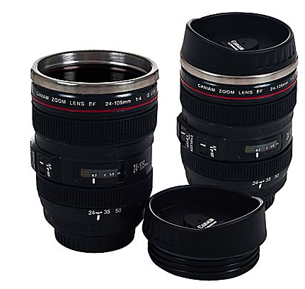 Staples: Set of 2 Camera Lens Coffee Mugs with Lid just $10.99