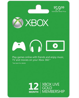 XBOX Live Gold 12 month Membership just $33.99