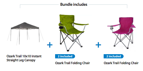 10×10 Straight Leg Canopy Tent + 4 Trail Folding Chairs just $79 + FREE Shipping