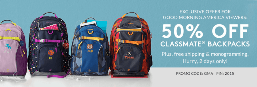 Land’s End:  50% OFF Classmates Backpacks + FREE Shipping & Monogramming {Just $14.50}