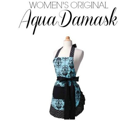 Flirty Aprons: Women’s Original Aqua Damask Apron ONLY $9.99 + FREE Shipping!