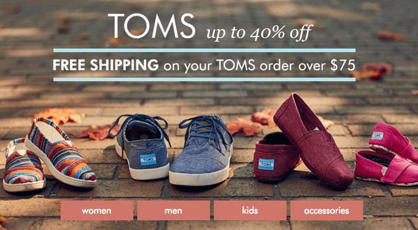 Zulily: Up to 40% OFF Tom’s Shoes + FREE Shipping on $75 or More