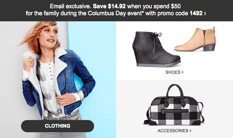 Target: Spend $50 on Clothing, Shoes or Accessories & get $14.92 OFF