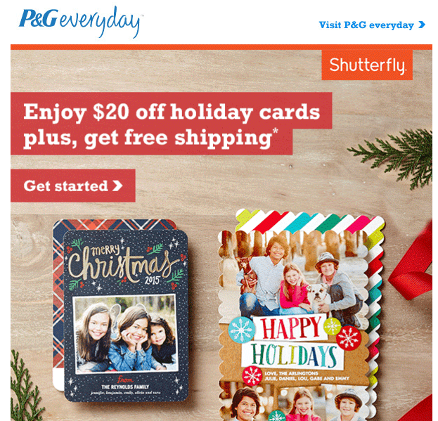 P&G Everyday: $20 OFF Holiday Cards from Shutterfly + FREE Shipping