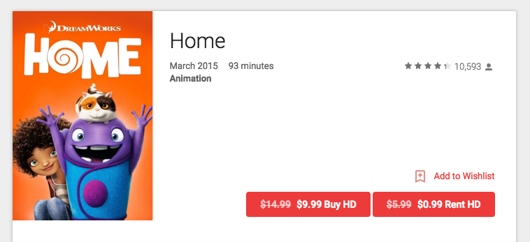 Google Play: Home HD Movie Rental $.99