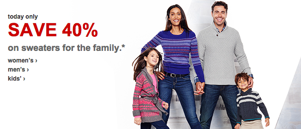 Target: Save 40% on Sweaters for the Family (Today ONLY)