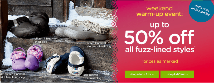 Crocs: Up to 50% OFF ALL Fuzz-Lined Styles + FREE Shipping on $24.99 or more