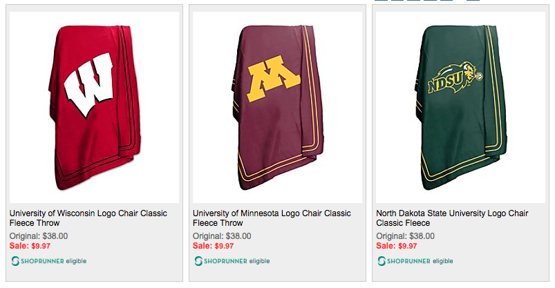 Bon-Ton: NCAA Fleece Throws just $9.97 + FREE Shipping!