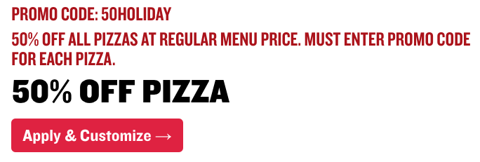 Papa John's: 50% OFF All Pizzas at Regular Menu Price | The CentsAble ...