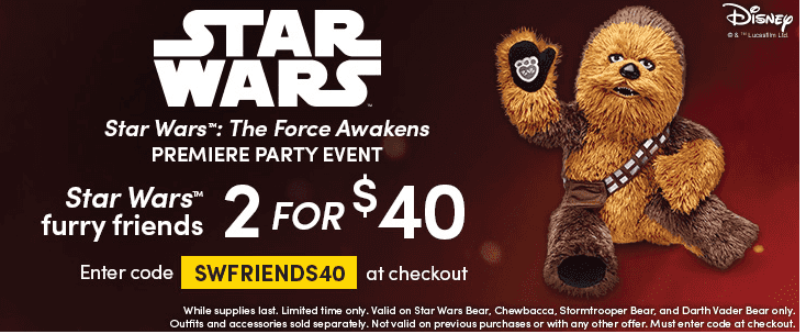 Build a Bear: Star Wars Furry Friends 2 for $40 + FREE Shipping!