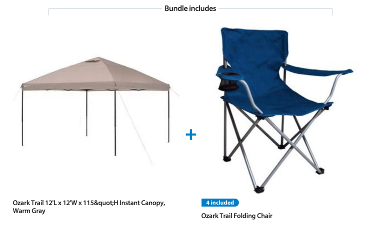 Walmart: Ozark Trail 12×12 Canopy + 4 Chair Bundle just $65