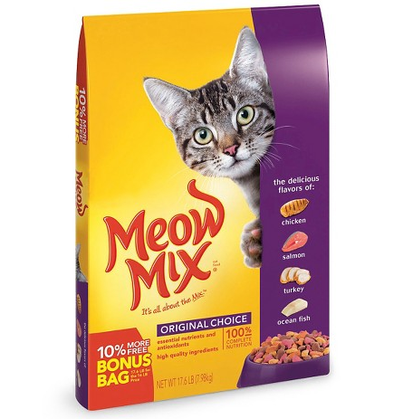 meow mix purple bag