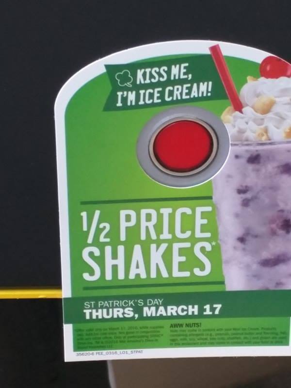 SONIC Drive In: 1/2 price Shakes on St. Patrick’s Day