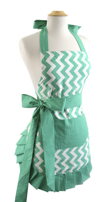 Flirty Aprons: Chevron Teal Bow Apron just $11.99 + FREE Shipping