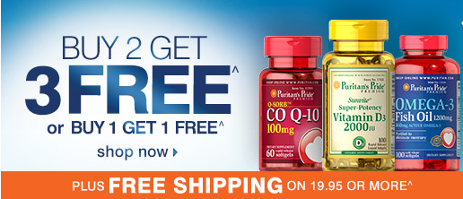 Puritan’s Pride: B1G1 FREE Vitamins + FREE Shipping on $20