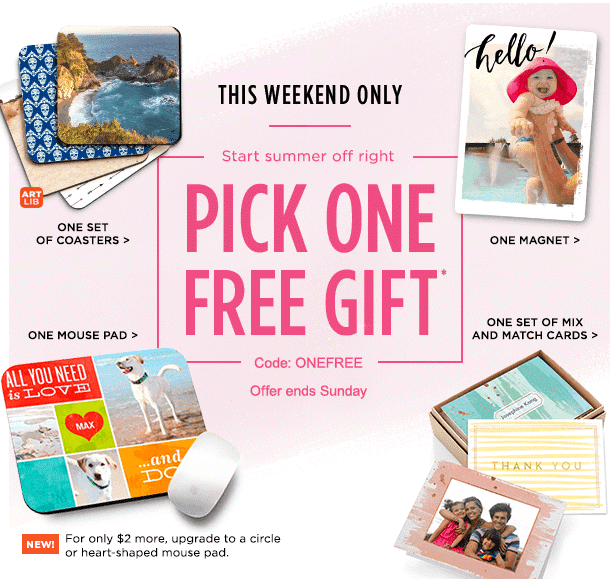 Shutterfly: Pick One FREE Gift (This Weekend Only)