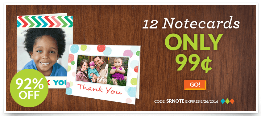 12 Custom Photo Notecards just $.99