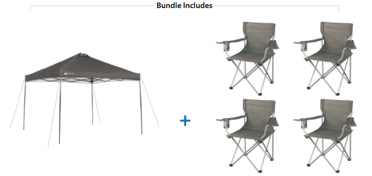 Ozark Trail Instant 10×10 Straight Leg Canopy with 4 Chairs $89