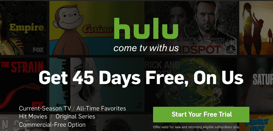 HULU: FREE 45 Days of Limited Commercial Plan