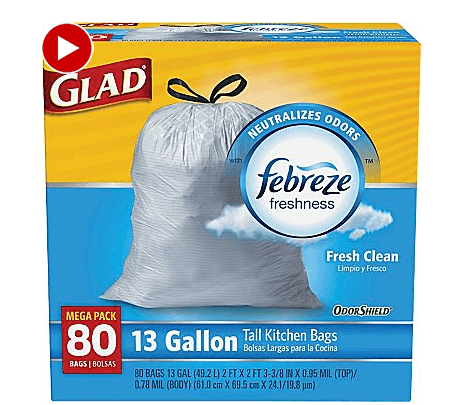 Staples: Glad 80 ct OdorShield Tall Trash Bags $9.99