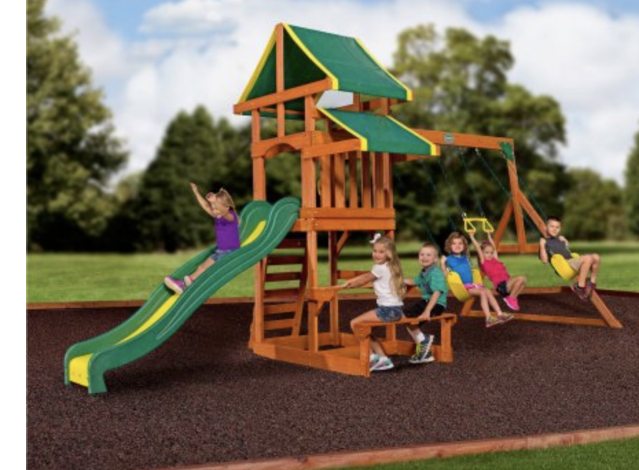 Backyard discovery prestige all clearance cedar wood playset swing set