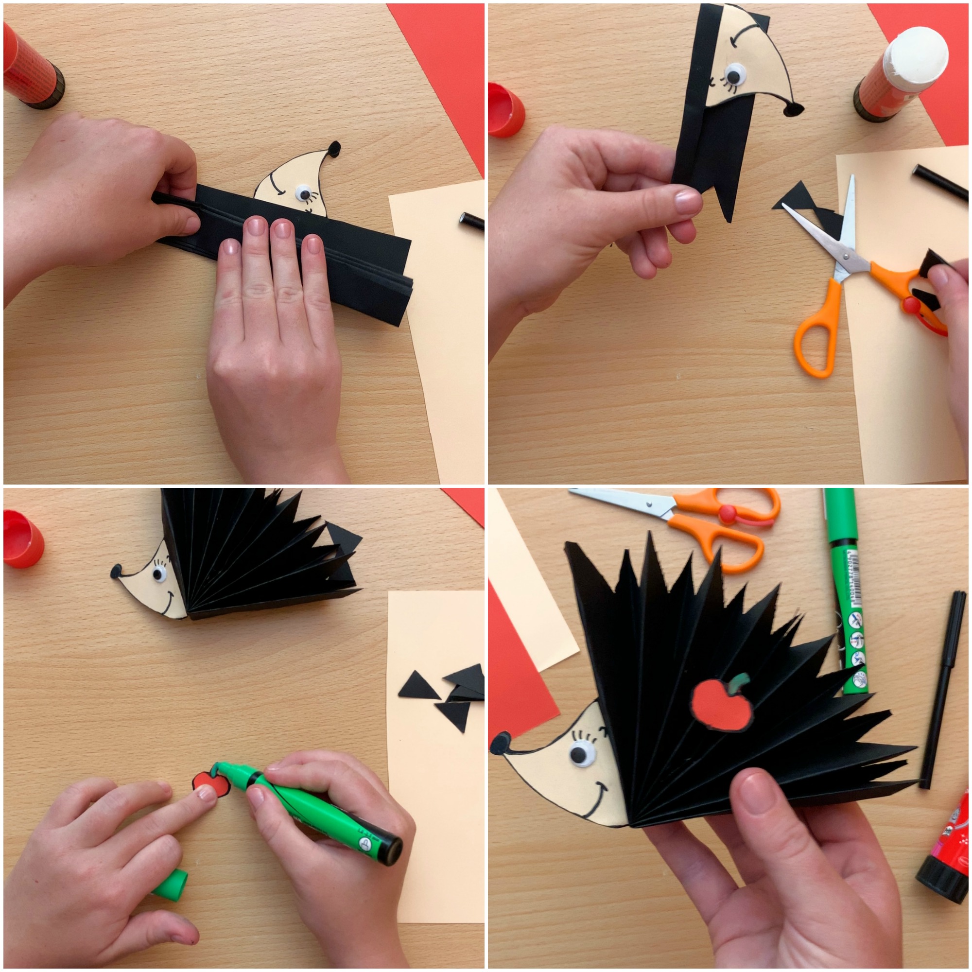 Adorable Paper Fan Hedgehog Kids Craft - DIY & Crafts